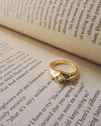 Pyramid Stud Signet Ring- Gold View 4