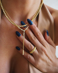 Pyramid Stud Tennis Necklace- Silver View 5