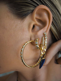 Hex Pave Chain Studs- Gold View 3