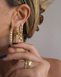 XL Pyramid Stud Hoops- Gold view 2