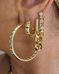 Hex Pave Chain Studs- Gold View 5