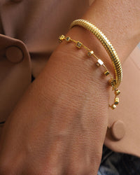 Bezel Stone Stud Bracelet- Gold | Luv Aj