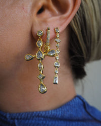 Bezel Stone Drop Studs- Silver view 2