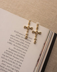 Mini Bezel Stone Cross Studs- Silver View 3