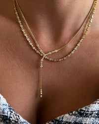 Hex Pave Disc Lariat- Gold View 4