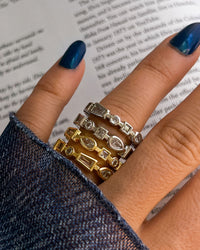 Bezel Stone Ring Set- Silver View 3
