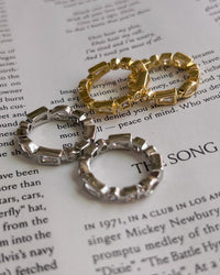Bezel Stone Ring Set- Silver View 4