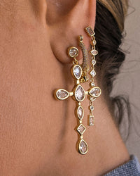 Bezel Stone Shaker Hoops- Silver View 4