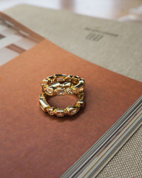 Bezel Stone Ring Set- Gold View 3
