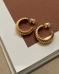 Snake Chain Hoops- Gold view 2