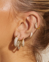 Pave Mini Donut Hoops- Gold View 7