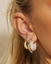 Pave Mini Donut Hoops- Gold (Ships Mid March) View 4