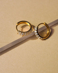 Baby Pave Huggies & Pave Interlock Hoops - Gold view 2