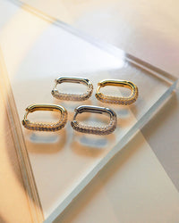 Pave Chain Link Huggies- Gold (Ships Mid December) View 8