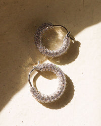 Pave Amalfi Huggies- Silver (Ships Mid May) View 3
