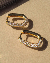 Pave Chain Link Huggies- Gold (Ships Mid April) View 2