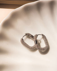 XL Pave Chain Link Hoops- Silver (Ships Late April) View 3