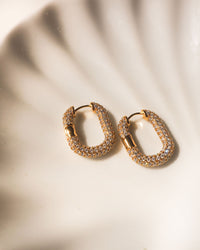 XL Pave Chain Link Hoops- Gold View 3