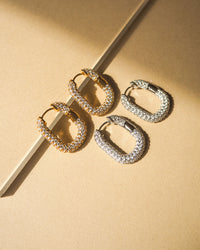 XL Pave Chain Link Hoops- Silver (Ships Late April) View 4