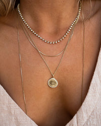 Layered Pave Coin Necklace- Gold View 3
