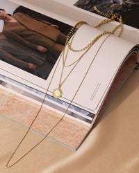 Layered Pave Coin Necklace- Rose Gold View 3
