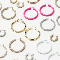 Rainbow Amalfi Hoops- Neon Pink View 6