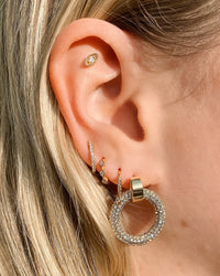 Mini Pave Door Knocker Hoops- Silver View 3