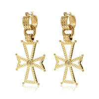 Mattan Cross Statement Hoops - Gold View 1