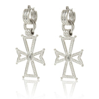 Mattan Cross Statement Hoops - Silver View 1