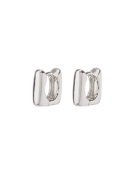 Mini Art Deco Huggies (9mm)- Silver View 1