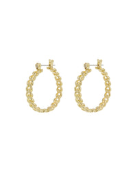 Mini Cuban Link Hoops- Gold View 1