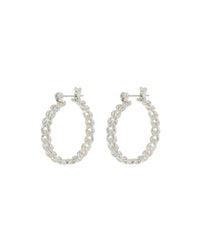 Mini Cuban Link Hoops- Silver View 1
