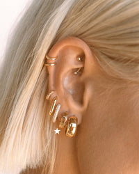 Mini Hex Huggies- Gold View 2