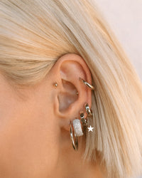 Mini Hex Huggies- Silver View 2