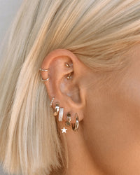 Mini Hex Huggies- Silver View 4