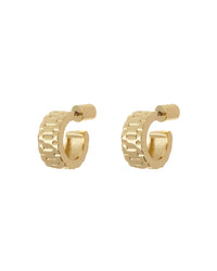 Mini Timepiece Hoops- Gold View 1