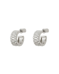 Mini Timepiece Hoops- Silver