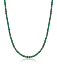 Mini Ballier Necklace- Emerald Green- Silver
