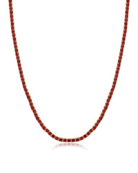 Mini Ballier Necklace- Ruby Red- Gold View 1
