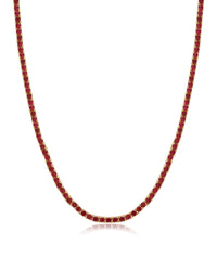 Mini Ballier Necklace- Ruby Red- Gold View 1