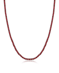 Mini Ballier Necklace- Ruby Red- Silver