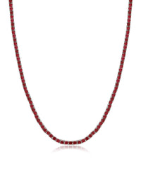 Mini Ballier Necklace- Ruby Red- Silver