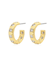 Mini Pyramid Stud Hoops- Gold
