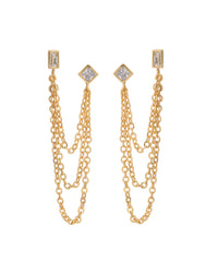 Mixte Cascading Chain Studs- Gold View 1