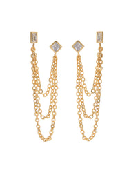 Mixte Cascading Chain Studs- Gold
