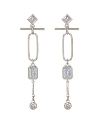 Mixte Drop Statement Earrings- Silver View 1