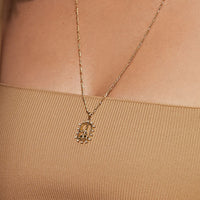 Cherry Dog Tag Necklace- Gold View 3
