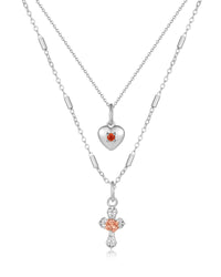 Cross My Heart Charm Necklace- Silver View 1
