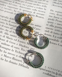 Pave Amalfi Huggies- Emerald Green- Silver View 5