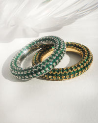 Pave Amalfi Ring- Emerald Green- Silver View 5